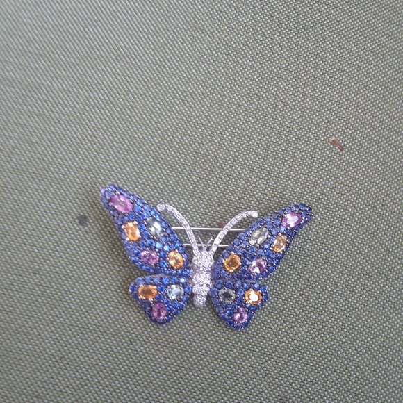 18k white gold diamond butterfly brooch - Picture 3 of 3